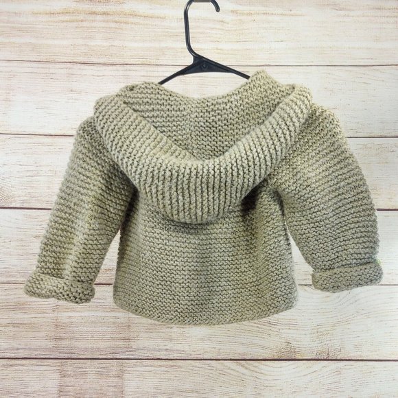 Baby Hooded Cardigan Sweater Handmade Wool Knitted Crochet Car Buttons Warm Top - Picture 7 of 8